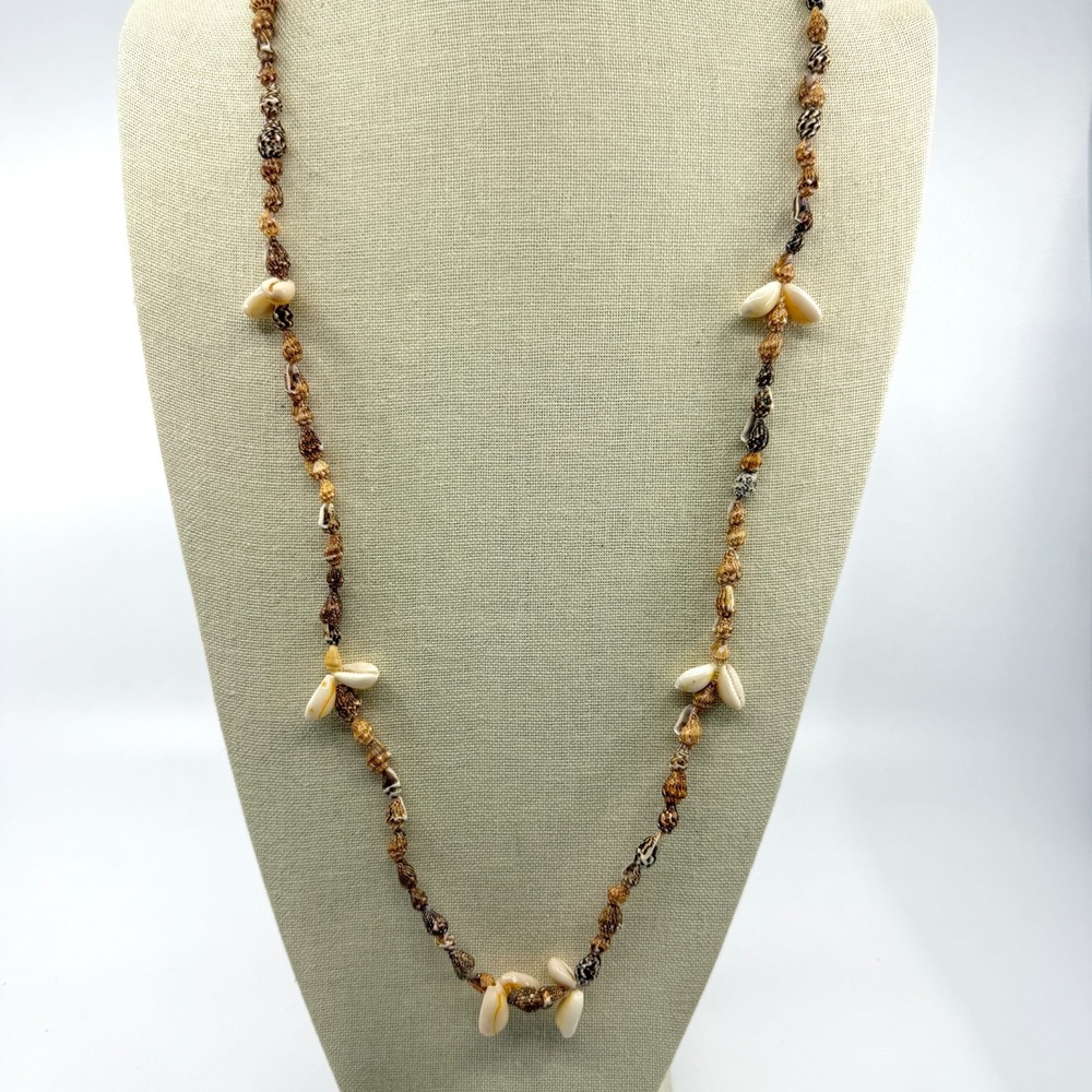Boho‎ Shell Bead Strand Necklace Earthy Natural Coastal Jewelry Festival Gift